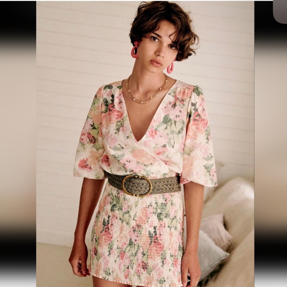 Sezane Olga Dress floral pink
